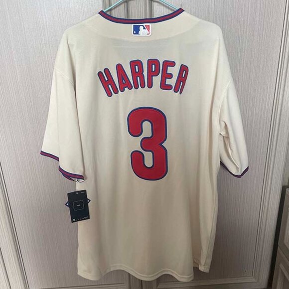 Nike Philadelphia #3 Phillies Bryce Harper Cream Jersey - Picture 4 of 5
